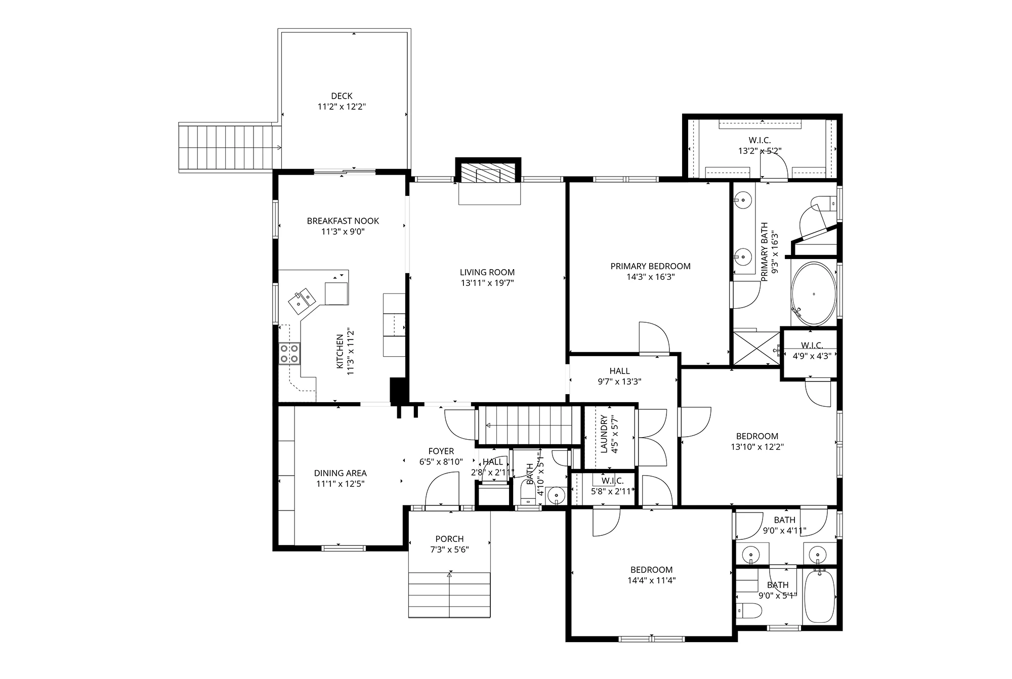 Professional real estate floor plan drawing service in Kernersville NC showing measured room dimensions and layout